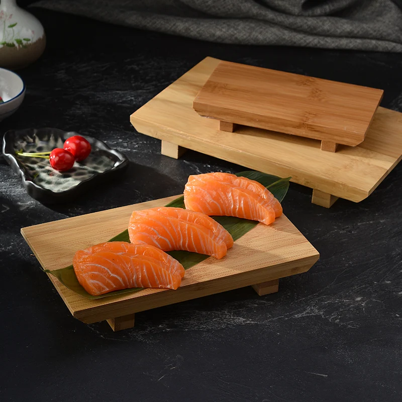 Eco-friendly Rectangle Japanese Style Bamboo Sushi Serving Board Set Of 4 Geta Platter Cutting Tray Tableware Sashimi Platter