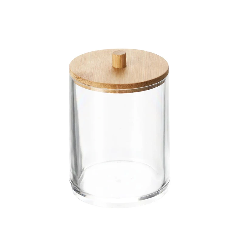 Customized Eco-Friendly Makeup Box Modern Rectangle Cosmetic Storage Jar 0-1L with Bamboo Lid New Injection Plastic Technique
