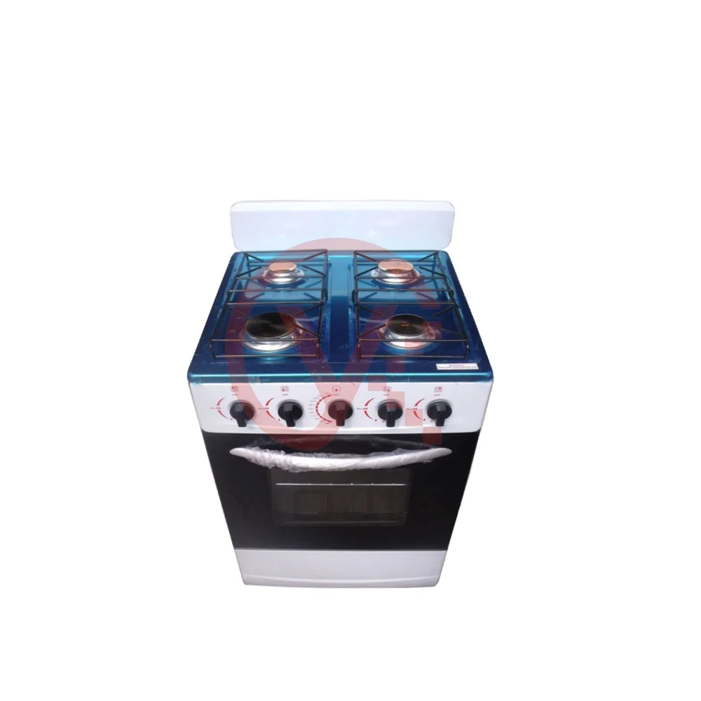Four plate burner gas stove with gas oven with back guard