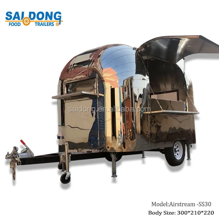 Saidong Mobile Pizza Fast Food Truck BBQ Food Trailers Airstream mirror Commercial Food Trailer For Sale Europe