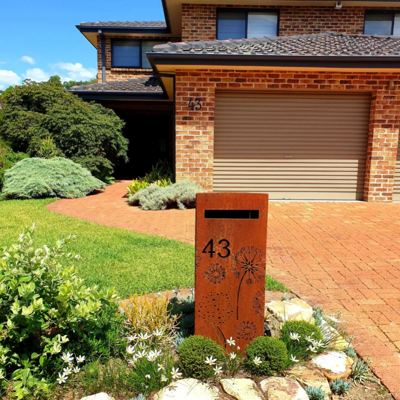 Factory Custom Low Price Metal Standing Mailbox Outdoor Building Post Box for Apartment Corten Steel Mailbox