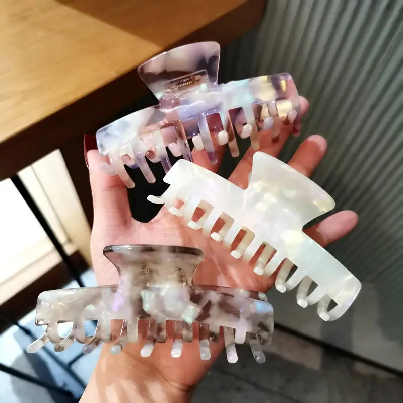 Korean INS Style Large Size Hair Clamps Fashion Rectangle Leopard Tortoiseshell Strong Hold Eco Friendly Large Acetate Hair Claw