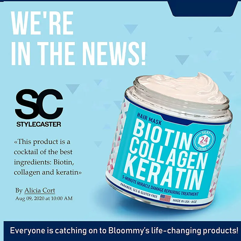 Natural Hair Mask with Collagen and Biotin for Dry Damaged Hair and Growth Deep Conditioning Dry Hair Treatment Mask