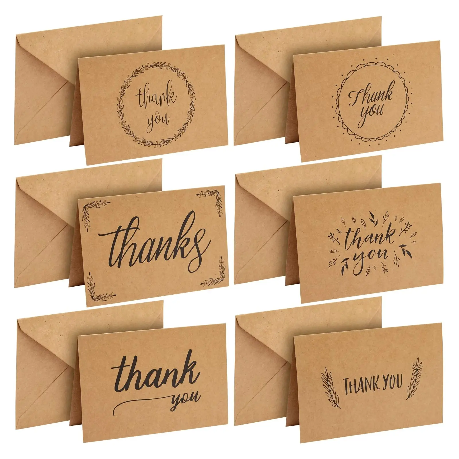 Eco Friendly Writable Custom Printing Kraft Thank You Cards with Envelop