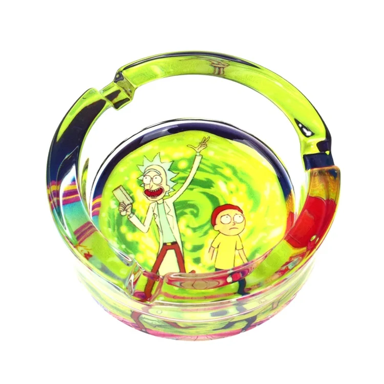 
TOBACCO Fluorescent glass ashtray cartoon sticker luminous ashtray 