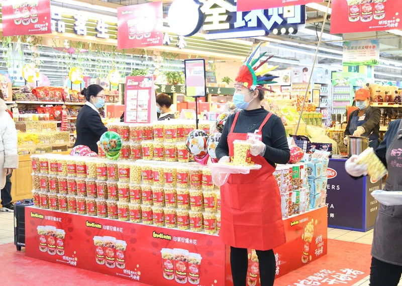 Big tub of delicious snack  popcorn of chinese snack factory
