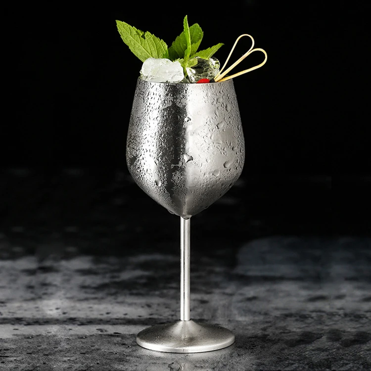 500 ML Stainless Steel Wine Glasses Metal Stem Wine Goblets Red Wine Champagne Drink Cup Glass for Wedding Party