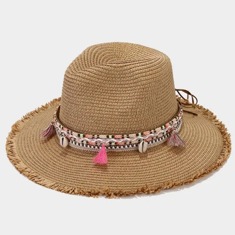 Hollow Straw Hat Outdoor Beach Wide Brim Surfing Beach Protective Hats Summer Hollow Straw Wide Brim Straw Hat