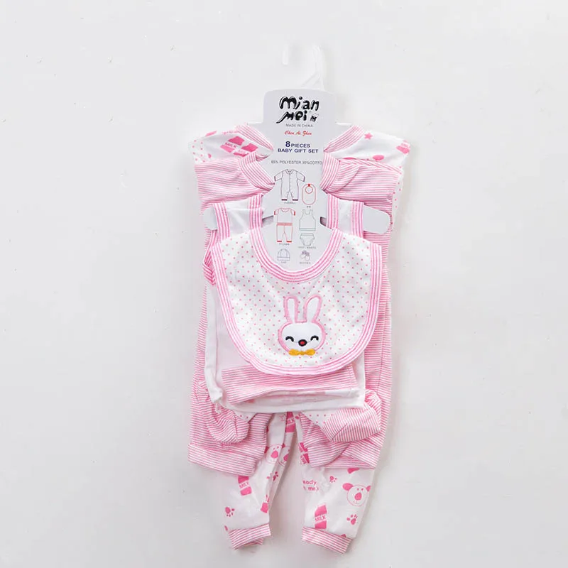 0-12 Months Newborn Layette Gift Set 8-Piece Baby Girl Clothes Bodysuits Pants Essentials and Accessories