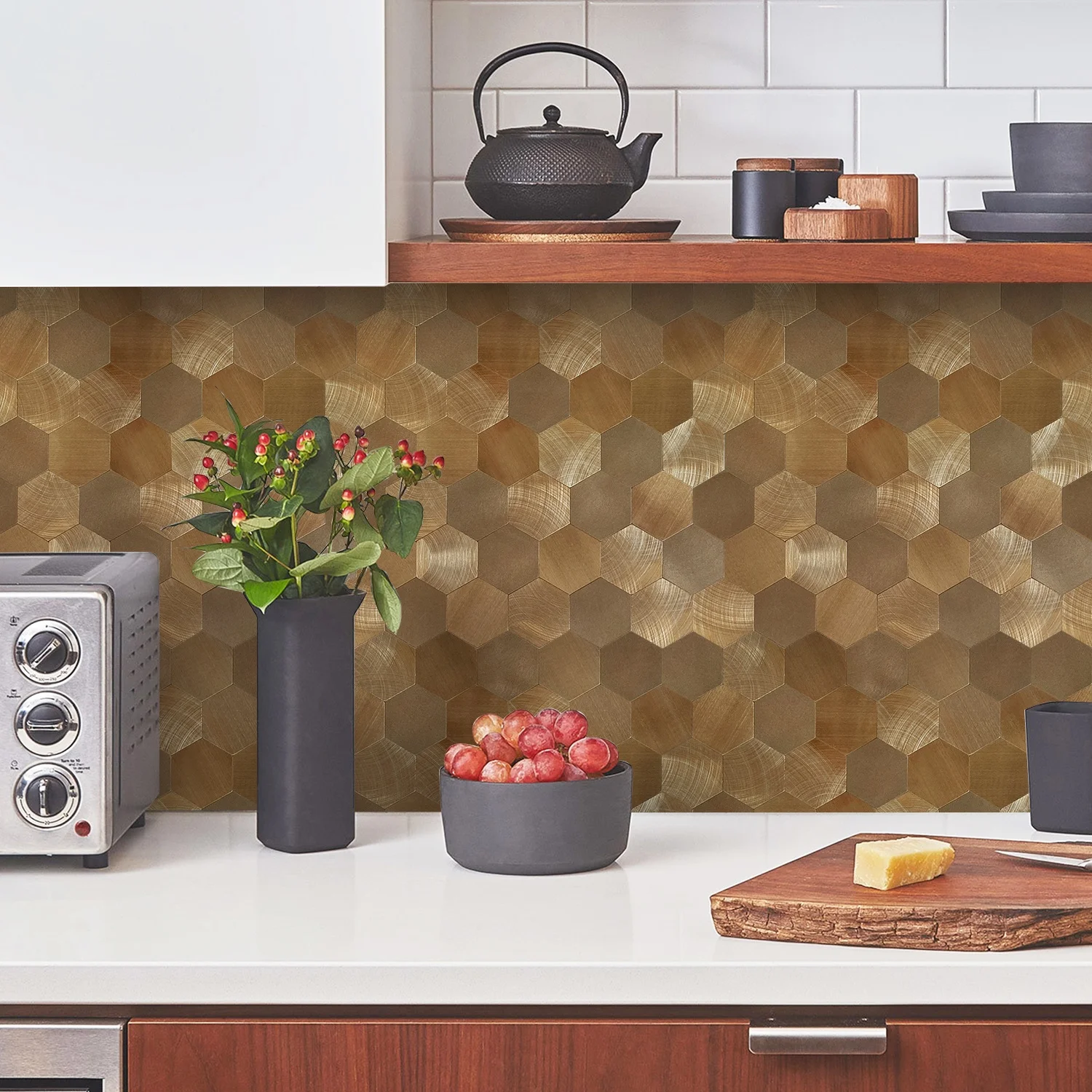 The Best Seller Copper Hexagon Peel and Stick Metal Tile Self Adhesive Wall Tiles for Effortless Home Style Transformation