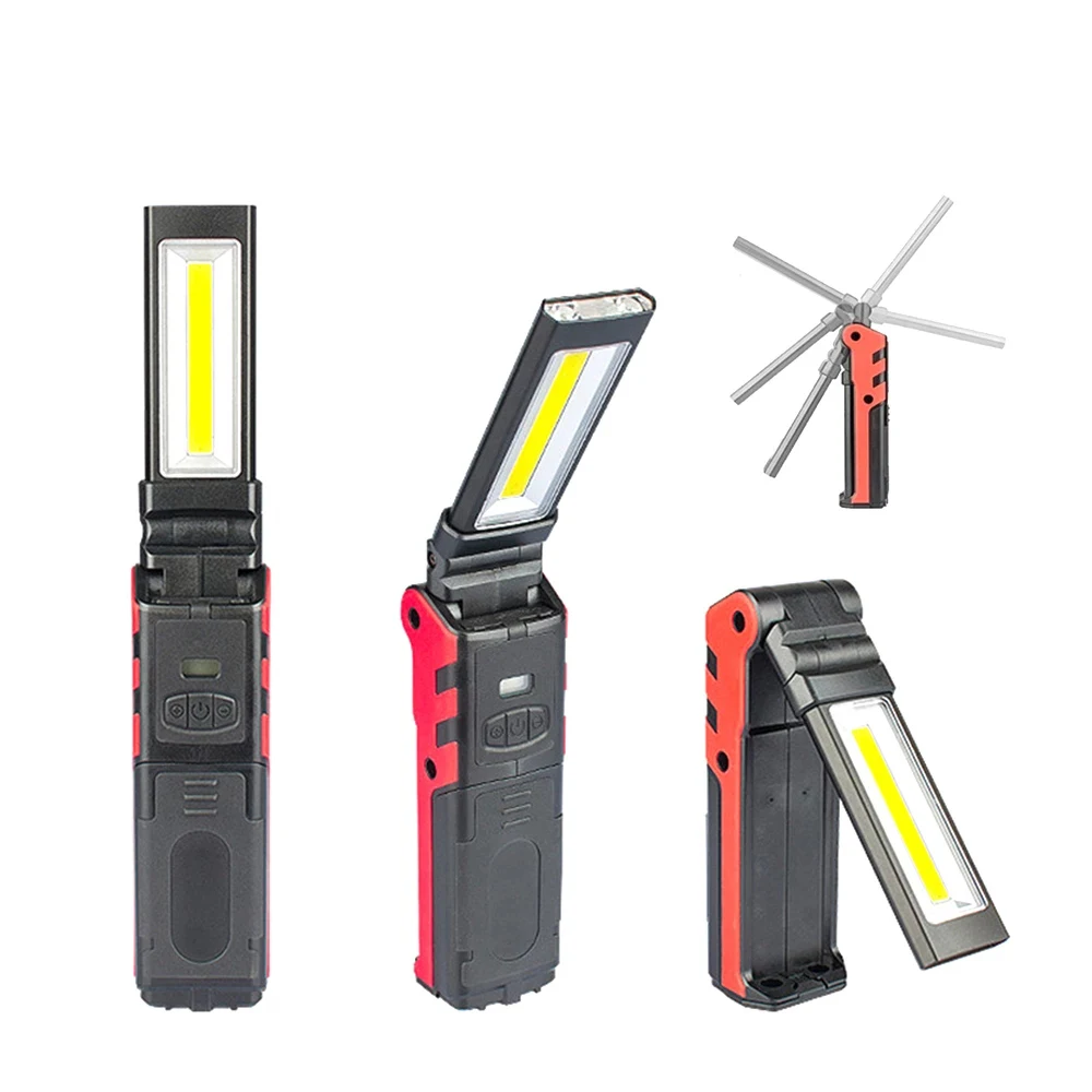 Dimmable COB LED Folding Flashlight Inspection Lamp With Magnetic Base & Hook Outdoor Power Bank USB Rechargeable Working Light