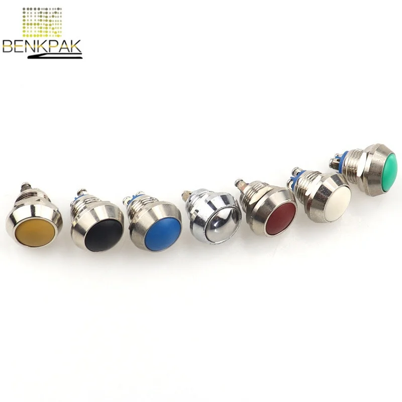 12mm anti-vandal metal momentary pushbutton switch metal switch 1NO