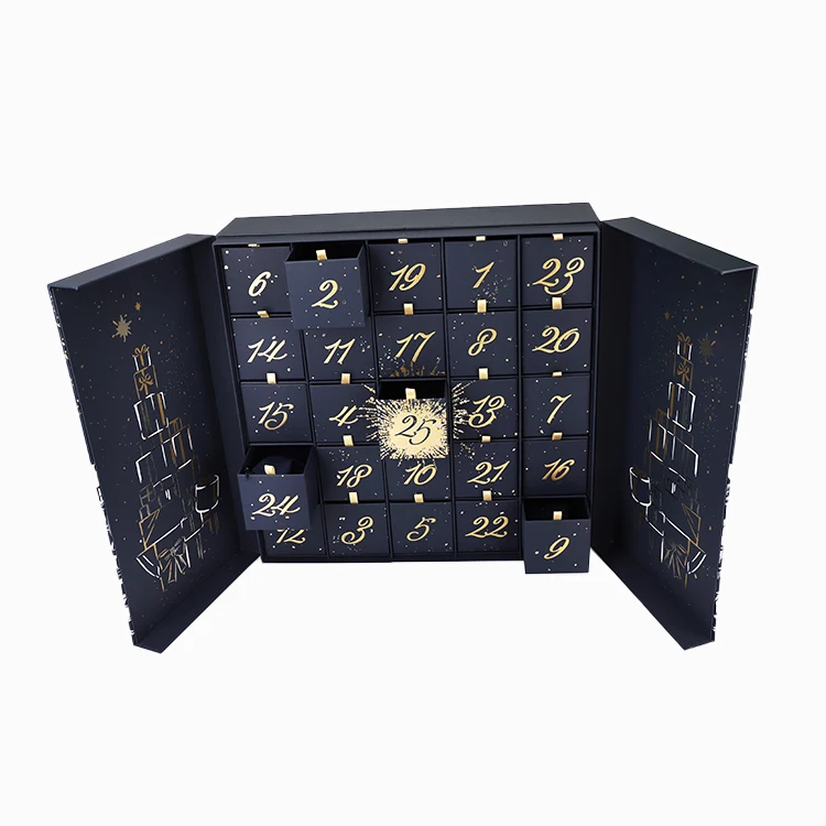 Black Gift Advent Calendar Present Box Christmas Advent Calendar Custom Packaging Calendar Box