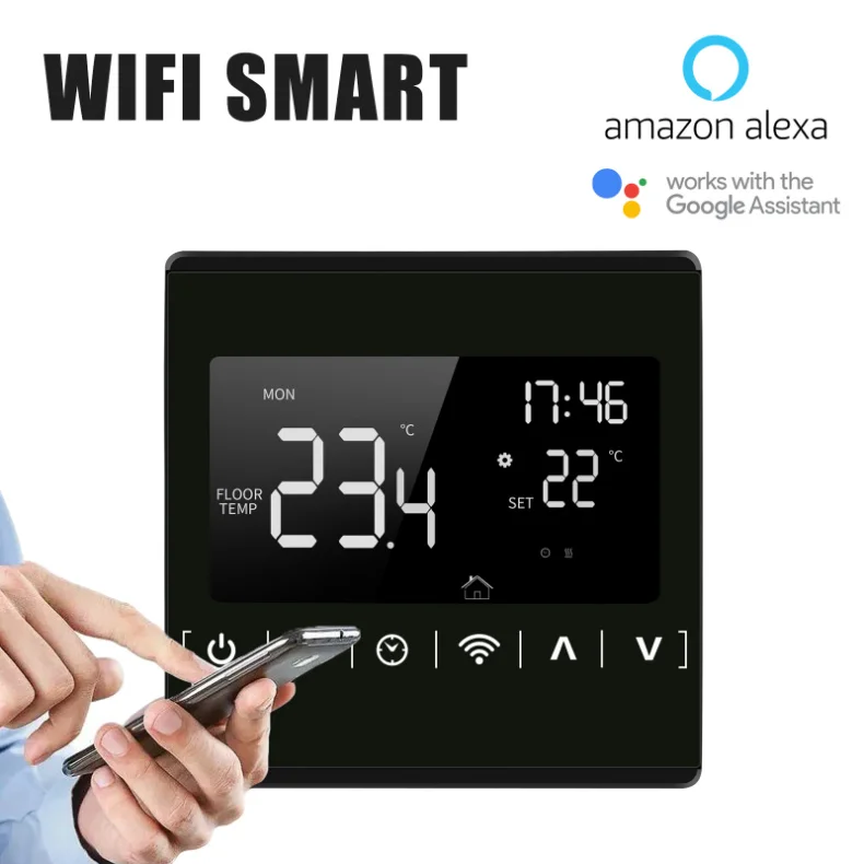 110V 120V 230V All Touch Screen Temperature Controller Thermoregulator Black Back Light Electric Heating Room Thermostat WiFi