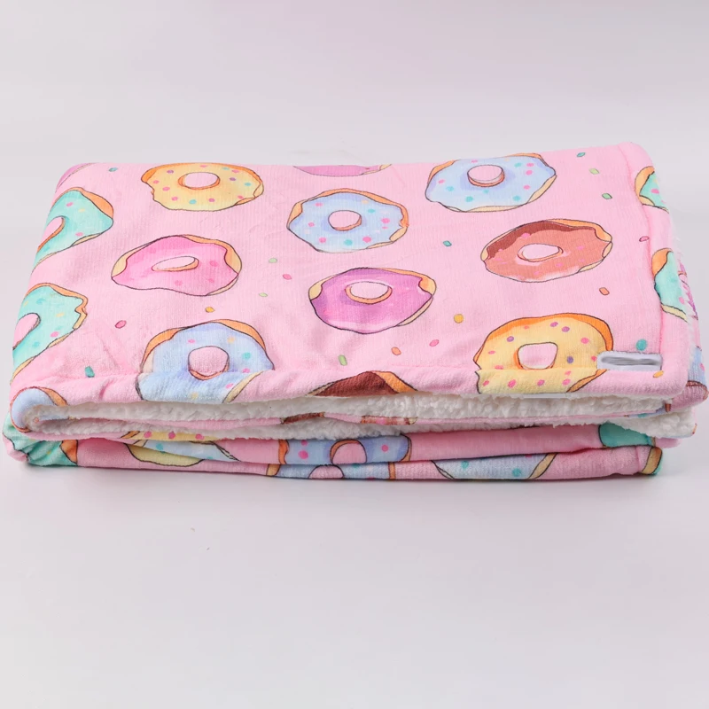 Luxury winter warm sublimation printed flannel fleece sherpa travel double bed mat blanket with OEM logo