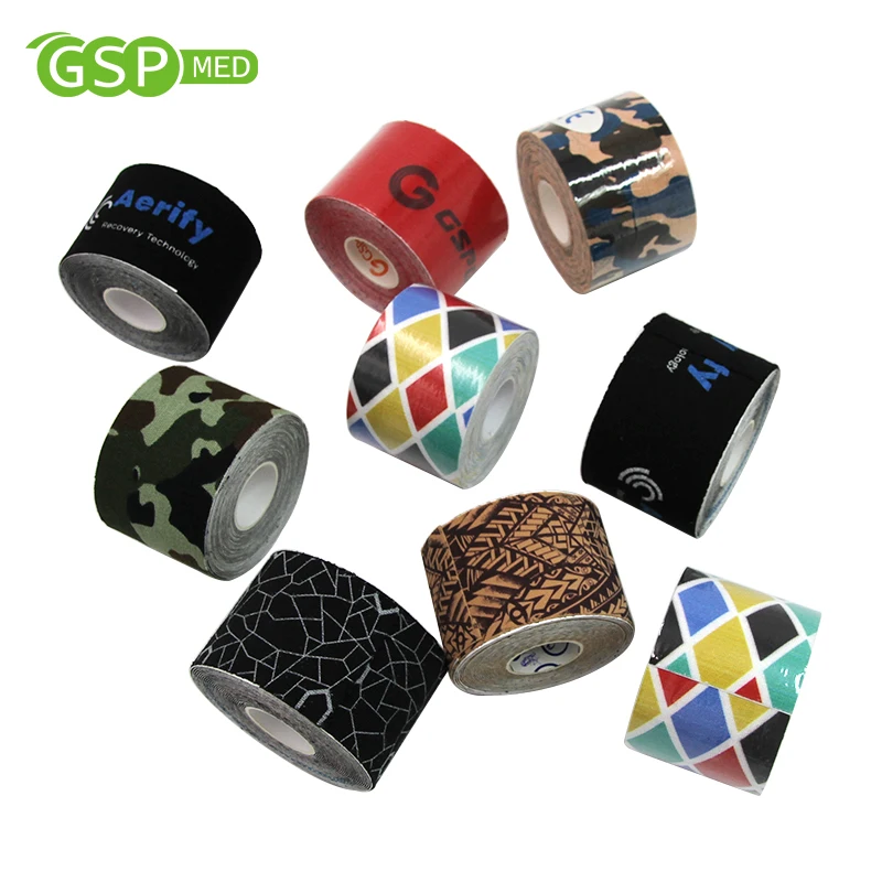5cm*5m Custom Printed Kinesiology Tape Waterproof Multi Color Sports Muscle Tape Cotton Athletic K Tape for Pain Relief