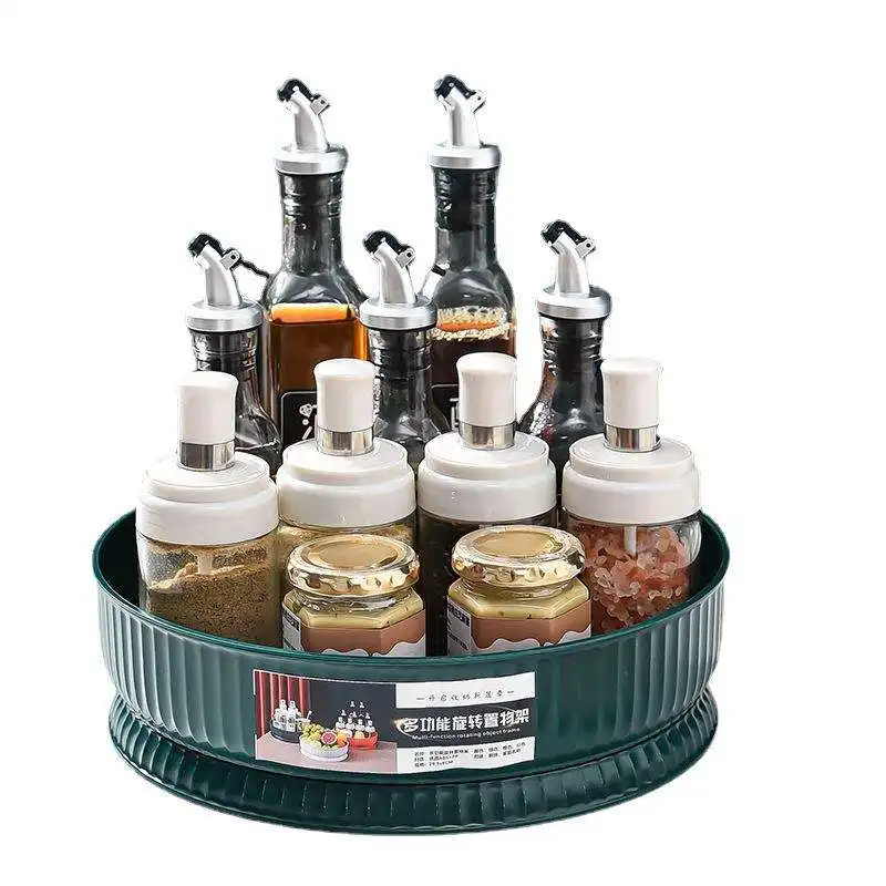 Rak Bumbu Dapur Multi-Fungsi Keukenrek Staand Cabinet Small Kitchen Essentials Bottle Spice Organizer Shelf Storage Rack Round