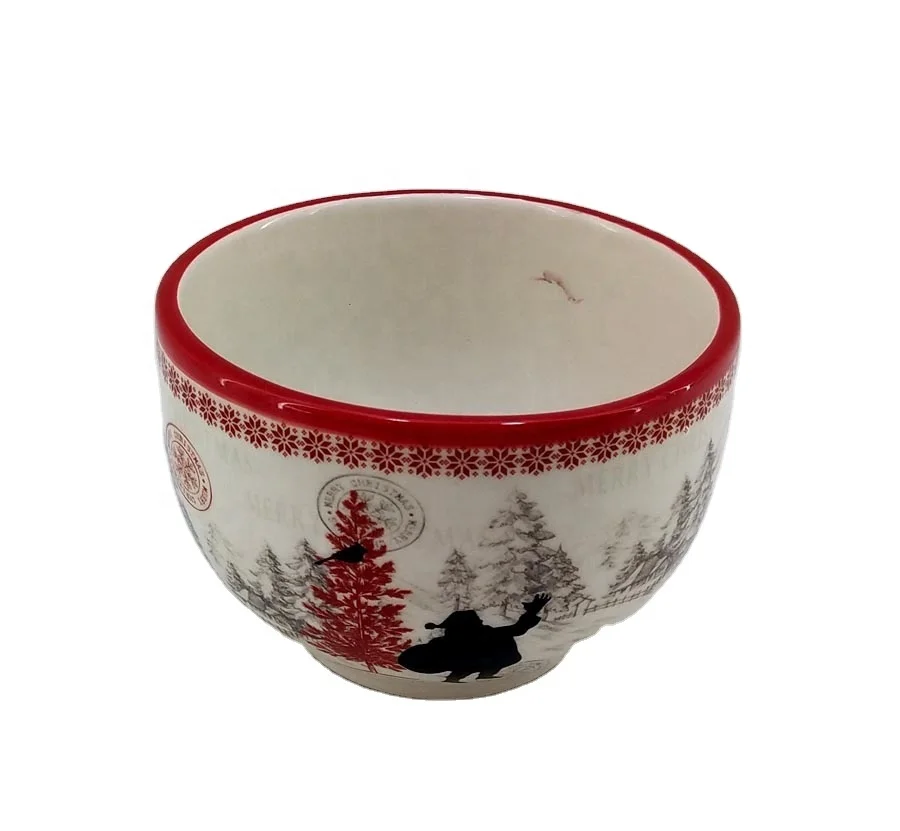 Christmas decorative ceramic candy bowl with decal