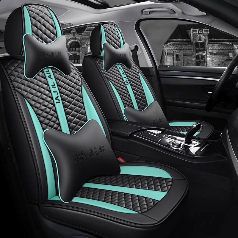 5pcs Car Seat Covers Full Set with Waterproof Leather,Airbag Compatible Automotive Vehicle Cushion Cover Universal fit for Most