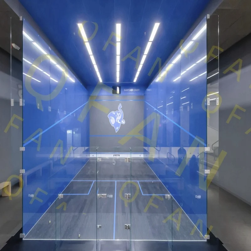 QFAN Full Glass Wood Walls Squash Court Construction Portable Squash Court Flooring for Squash Center