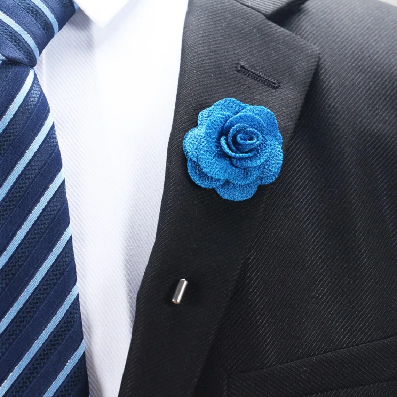 Women Mens Brooch Lapel Pins Handmade Rose Flower Long Needle Lapel Pins For Suit Men Clothes Accessory Luxury Brooches