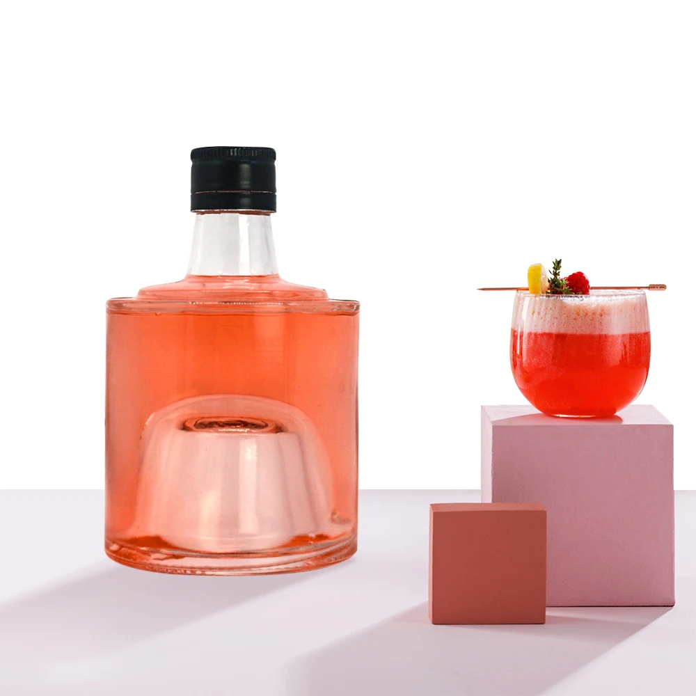 High Quality Empty Premium Flat Shoulder Wholesale  250 Ml  Organic Thick Bottom Vodka Liquor  Tequila Glass Bottle