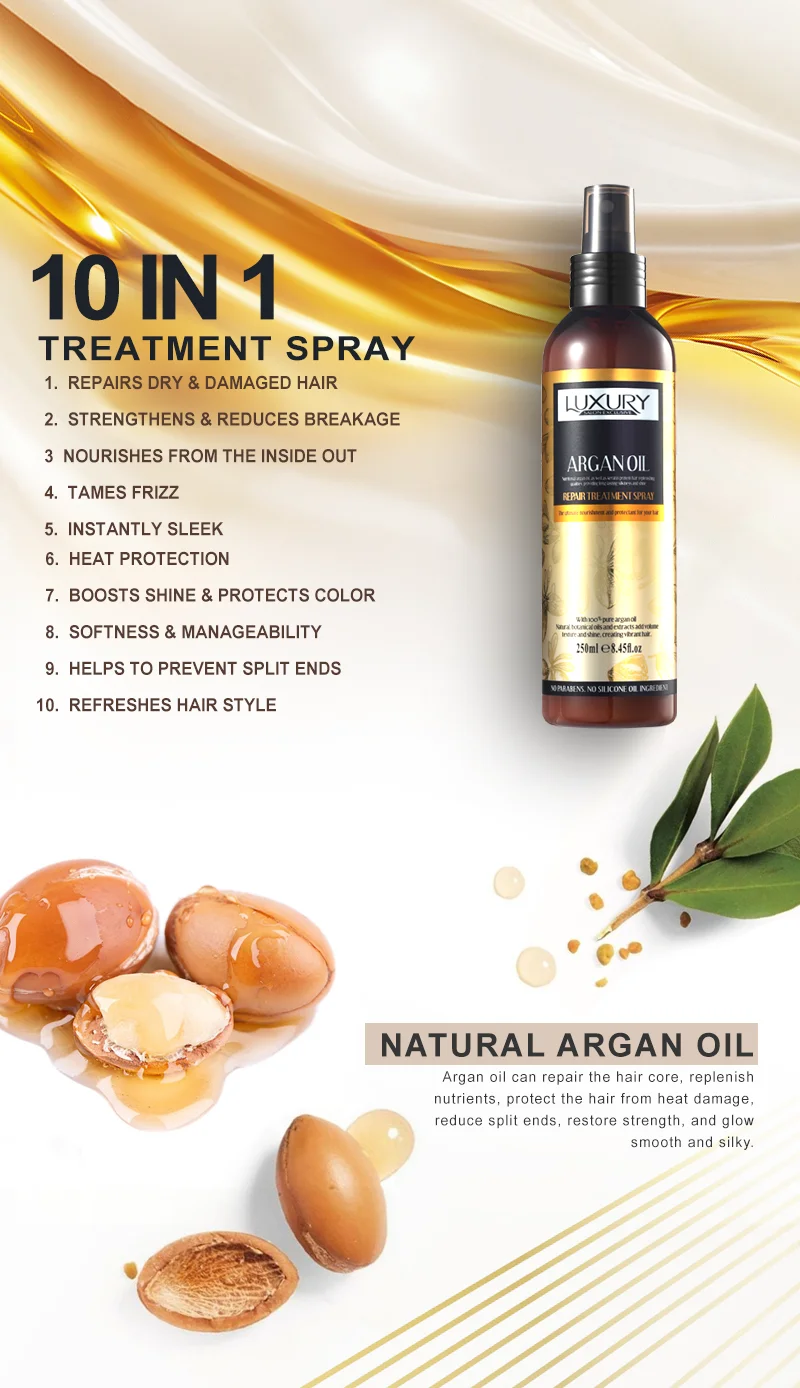 Detangling Hair Spray DEEP Moisturizing Custom LOGO Protein Argan Oil HAIR MIST Spray Moroccan Argan Oil Spray