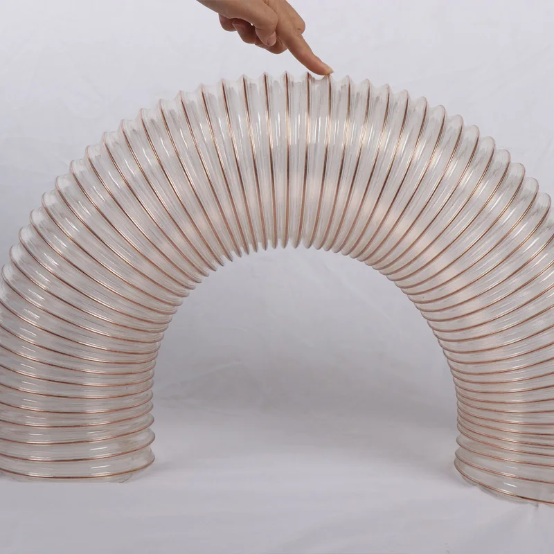 PU Copper Plated Steel Wire Hose Flexible Copper Coated Wire Hose For Transport Powder Exhaust