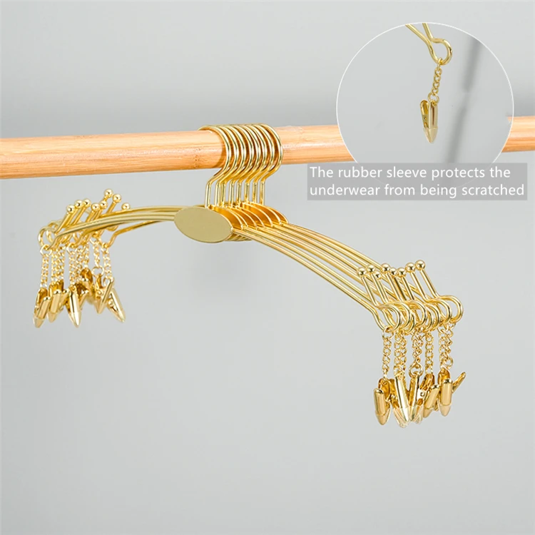 High Quality Wholesale Custom Logo Bra Underwear Bikini Rose Gold Hanger with Clips Display Clothes