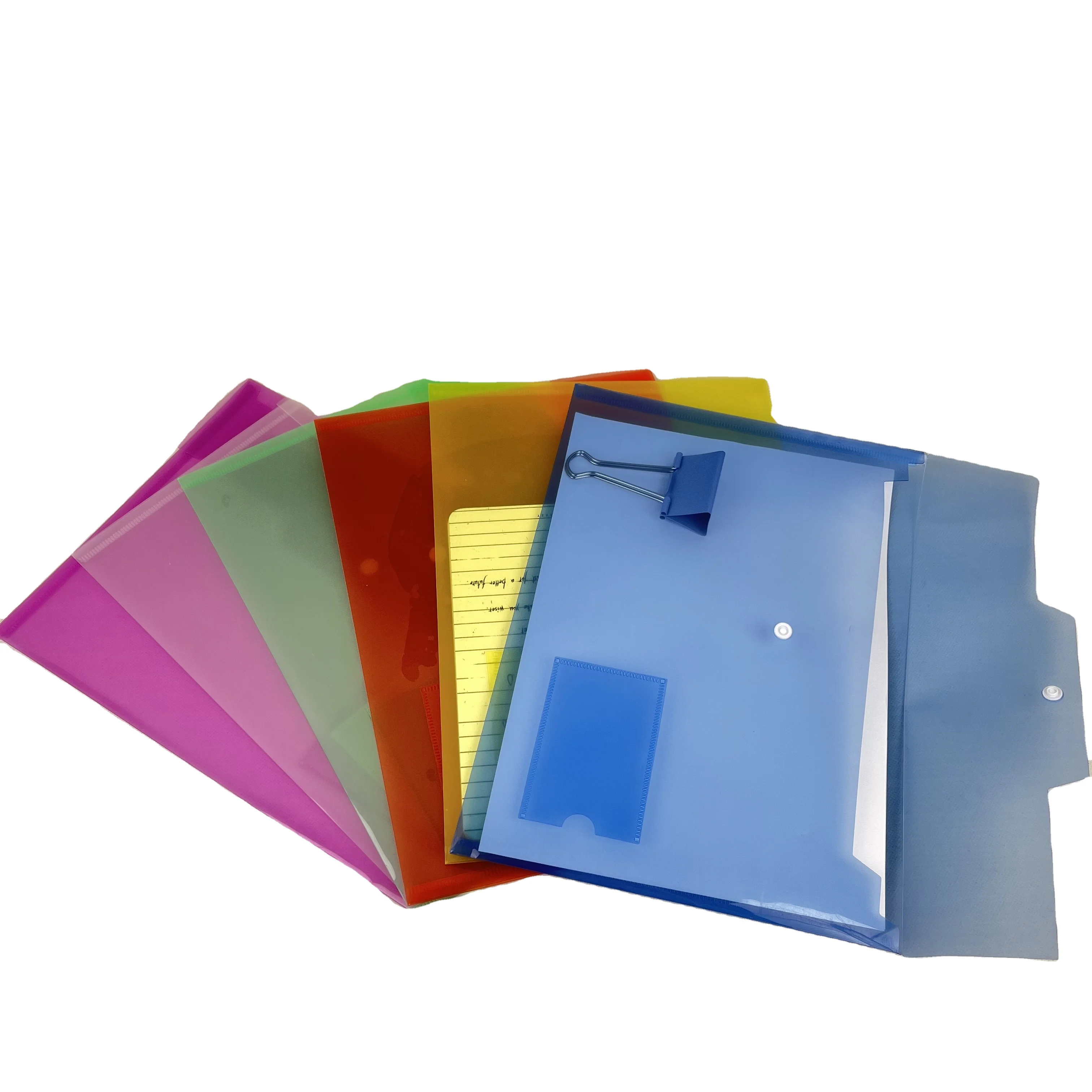 Pp A4 A5 Size File Bag Button Envelope Bag Waterproof Plastic Snap Button Clear Document Bags