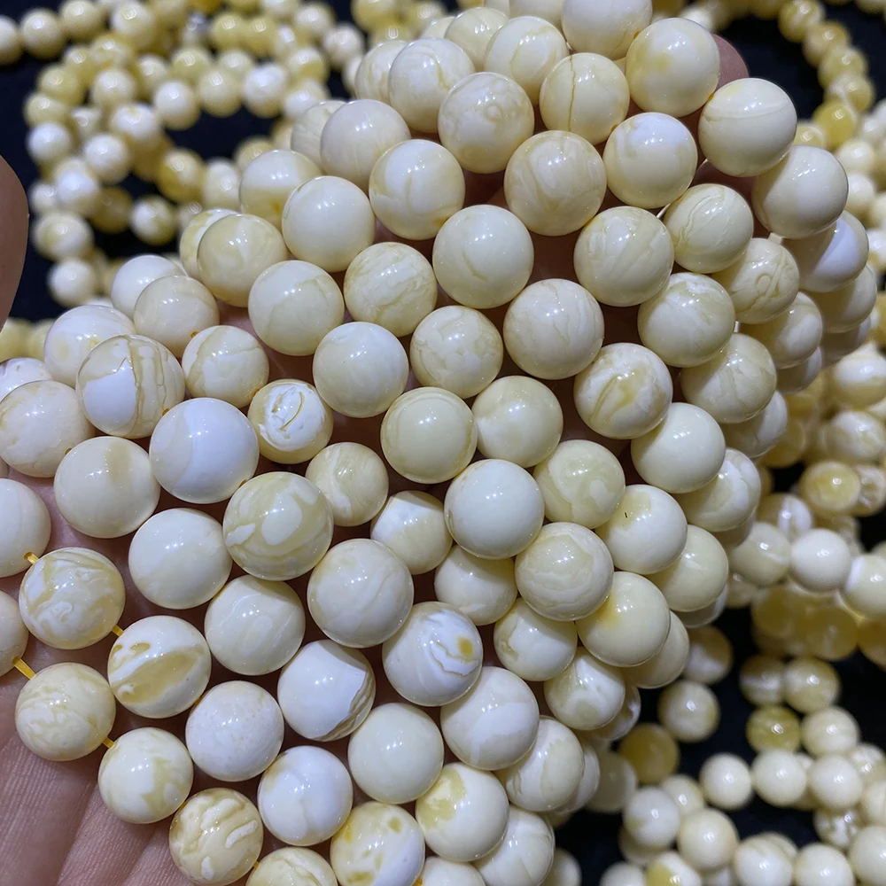 Браслеты из натурального русского янтаря высокого качества из белой янтарной кожи тигра диаметром 10-12 мм и мусульманские четки