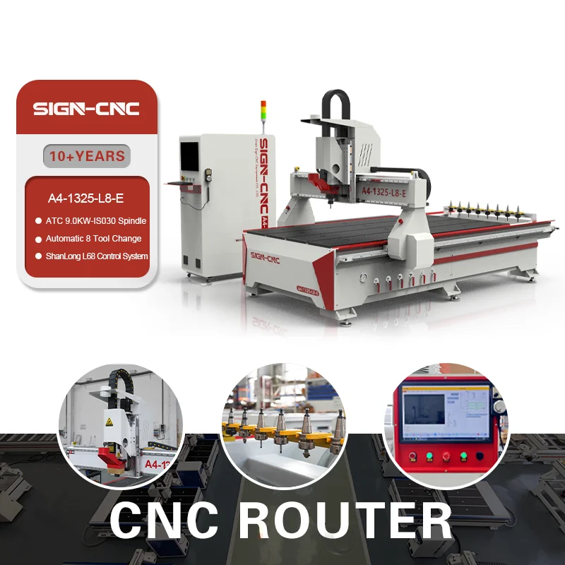 1325 1530 хорошая цена ATC CNC Router A4-1325-L8-E деревообрабатывающий станок с вакуумным столом для мебели