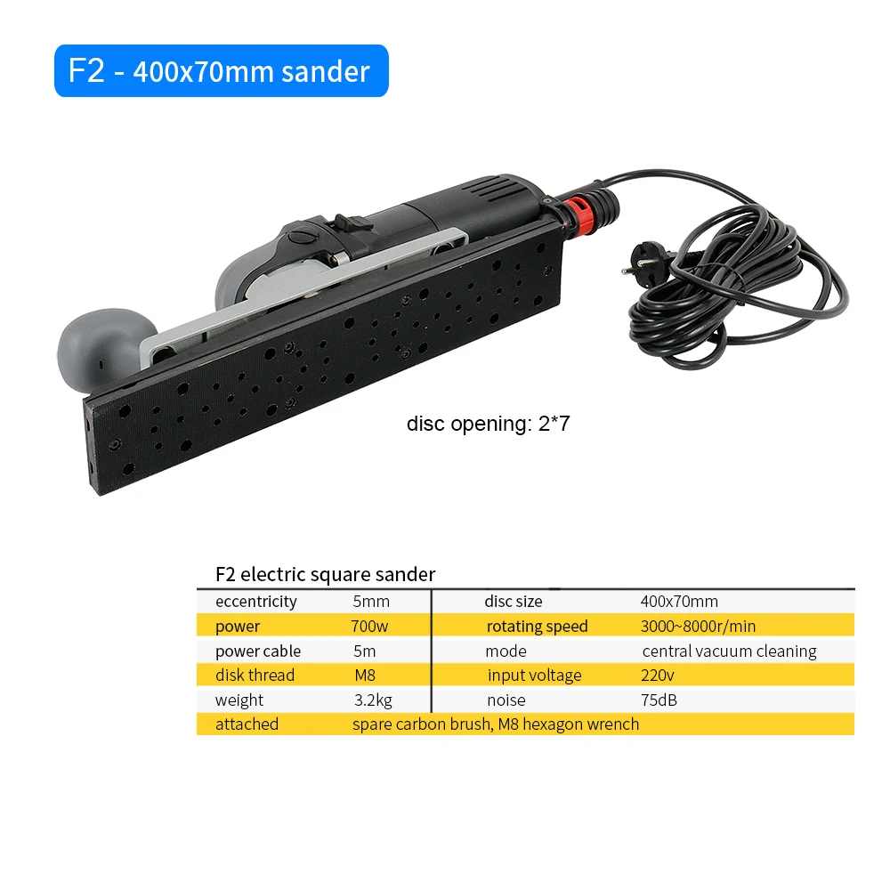 Factory sale 70*400mm electric variable speeds square random orbital sander