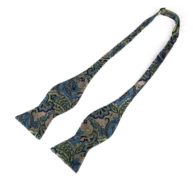 Factory Hot Selling Self Tie Bow Ties Hand Made Silk Jacquard Adjustable Bowties Paisley