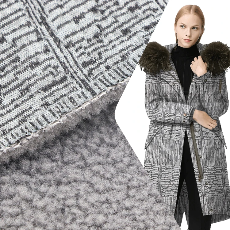 Custom No Bonding Double Face Polar Sherpa Fleece 100%Polyester 430GSM Yarn Dyed Knitted Fabric For Overcoat