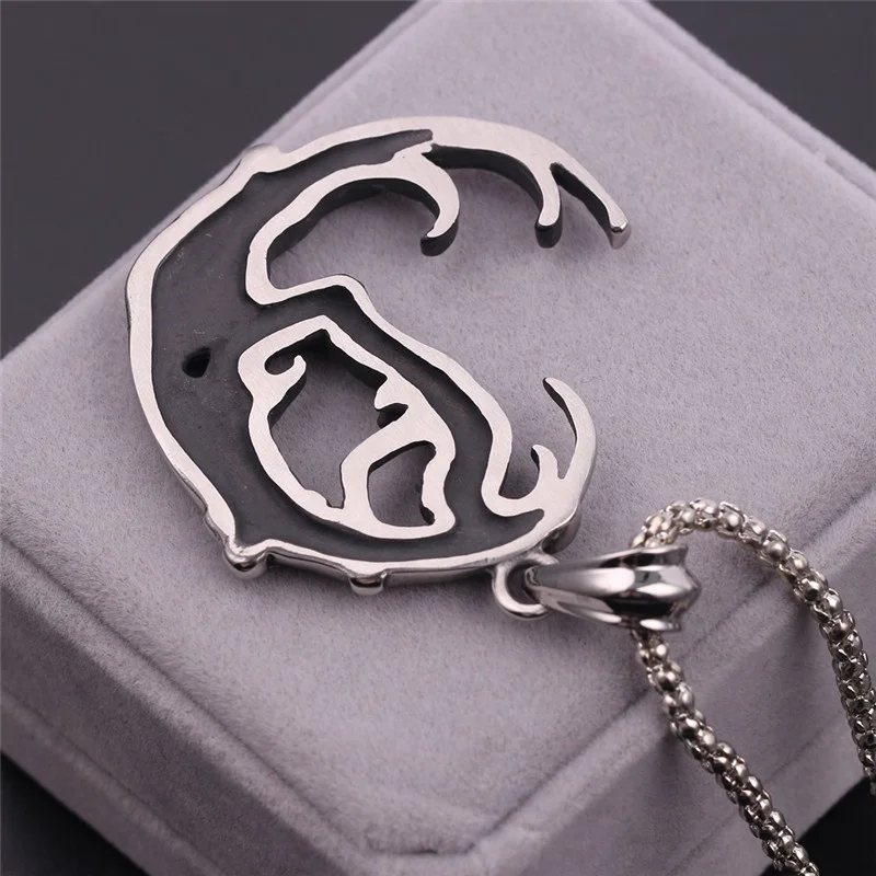 long retro punk silver crescent pendant men women charm triple moon goddess necklace
