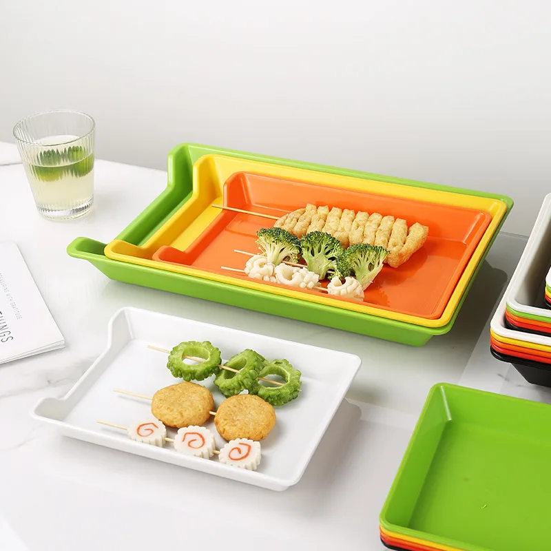 Colorful Rectangular Barbecue Restaurant Tray Display Cabinet Plastic Tray