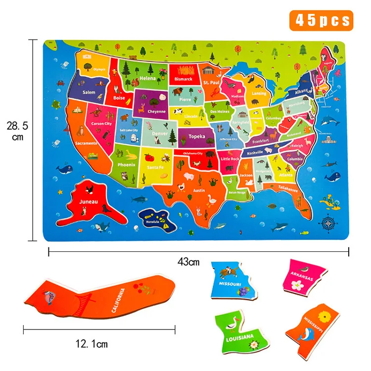 American World Jigsaw Gray Students Scratch Map Popular Outdoor School Back Pack Schoolbag World Map Wall Decor 1pc/poly Bag