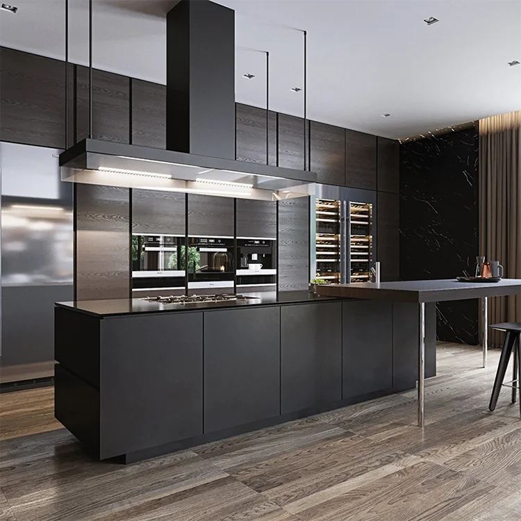 Customized Modern Melamine Finishi Self Assemble Kitchen Cabinets with Soft Closing Drawers