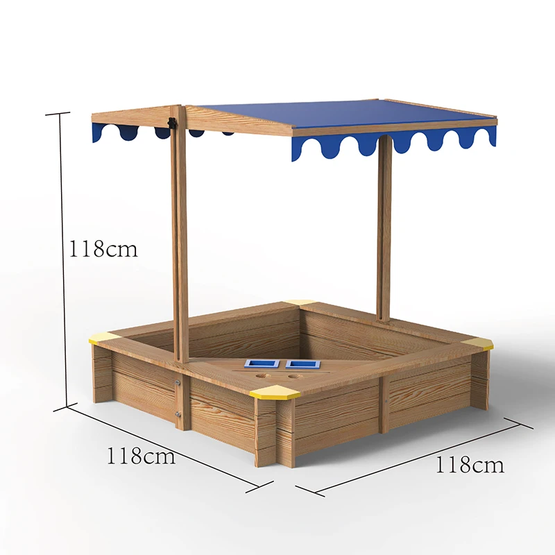 
wooden sandbox with ceiling children playground equipment outdoor kids playground 