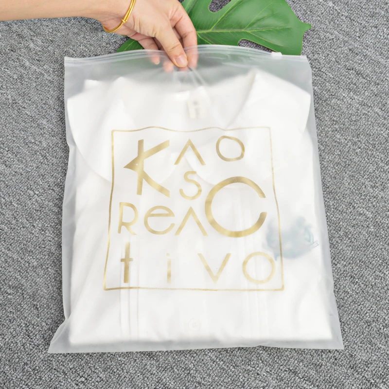 eco reusable apparel garment packaging for clothing plastic eva slider matte zip lock t shirt frosted zipper bag custom printed