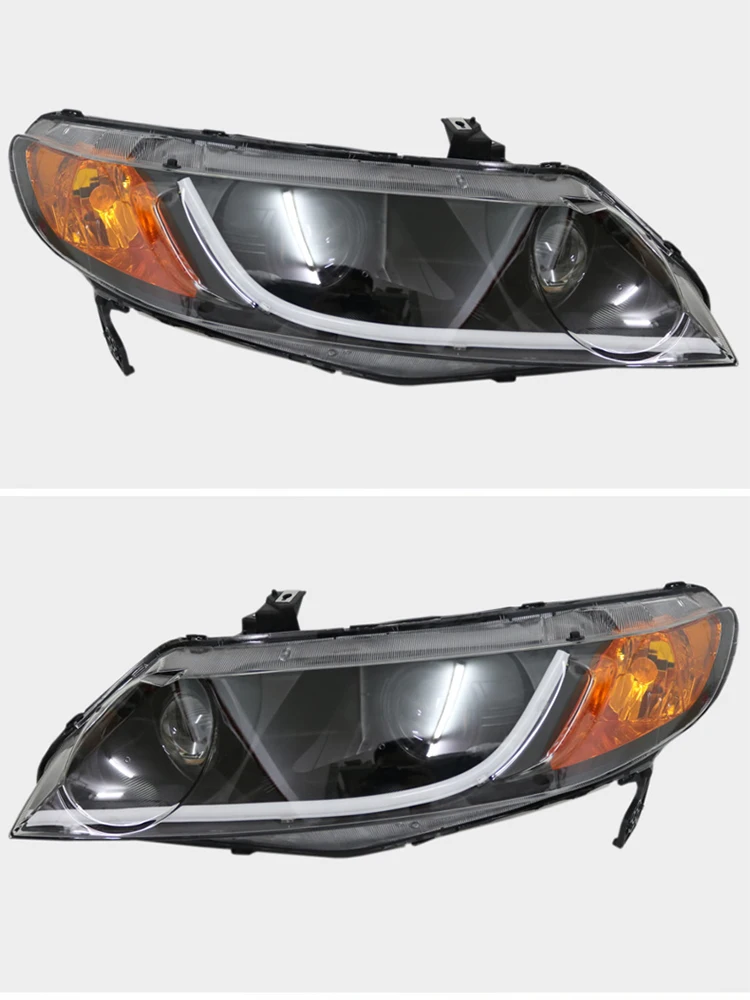 Customized Full LED Headlights For Honda Civic 2006-2011 Bi-xenon Projector Lens Front Lamps With DRL