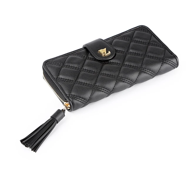 #7020 BSCI authorized factory diamond quilted clutch wallet purse vegan leather wallet quilted wallets for women fashionable