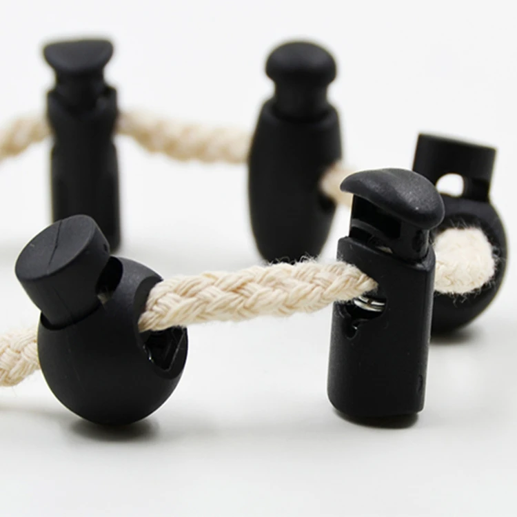 
Spring Cord Lock Stopper Adjustable Drawstring Buckle Elastic Toggle Stopper Spring Custom End Stopper 2 Hole Plastic Cord Lock 