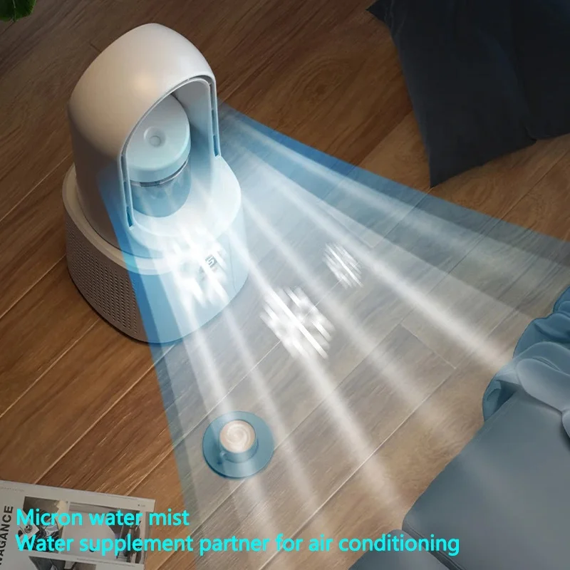 USB Electric Bladeless Table Fan Night Light Water Cooled Summer Spray Mist Air Humidifying Leafless Ventilator Car Bedroom