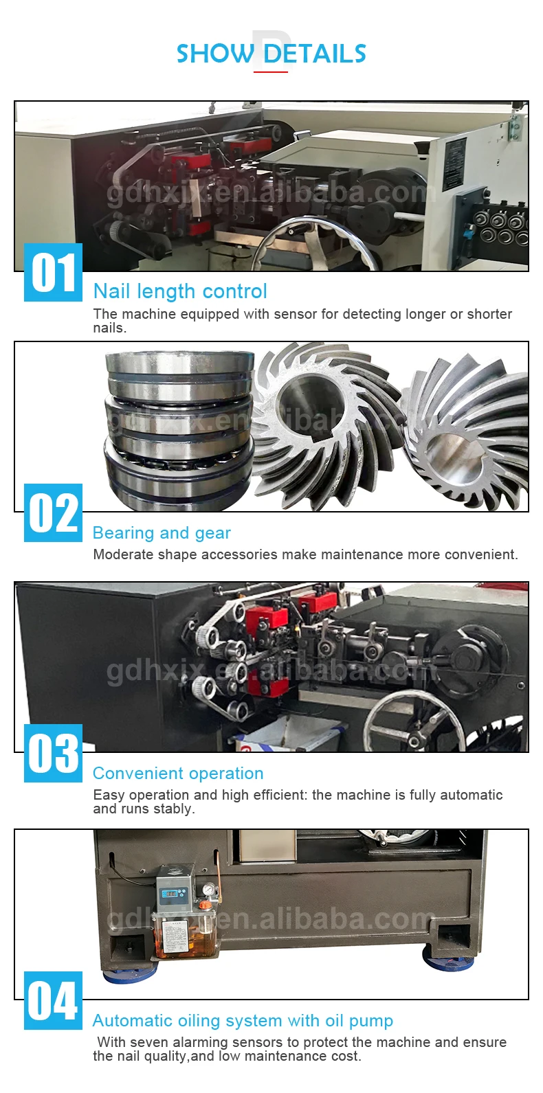 High Speed High Efficiency Automatic Nail Making Machine Low Noise Low Carbon Wire Nail Making Machine
