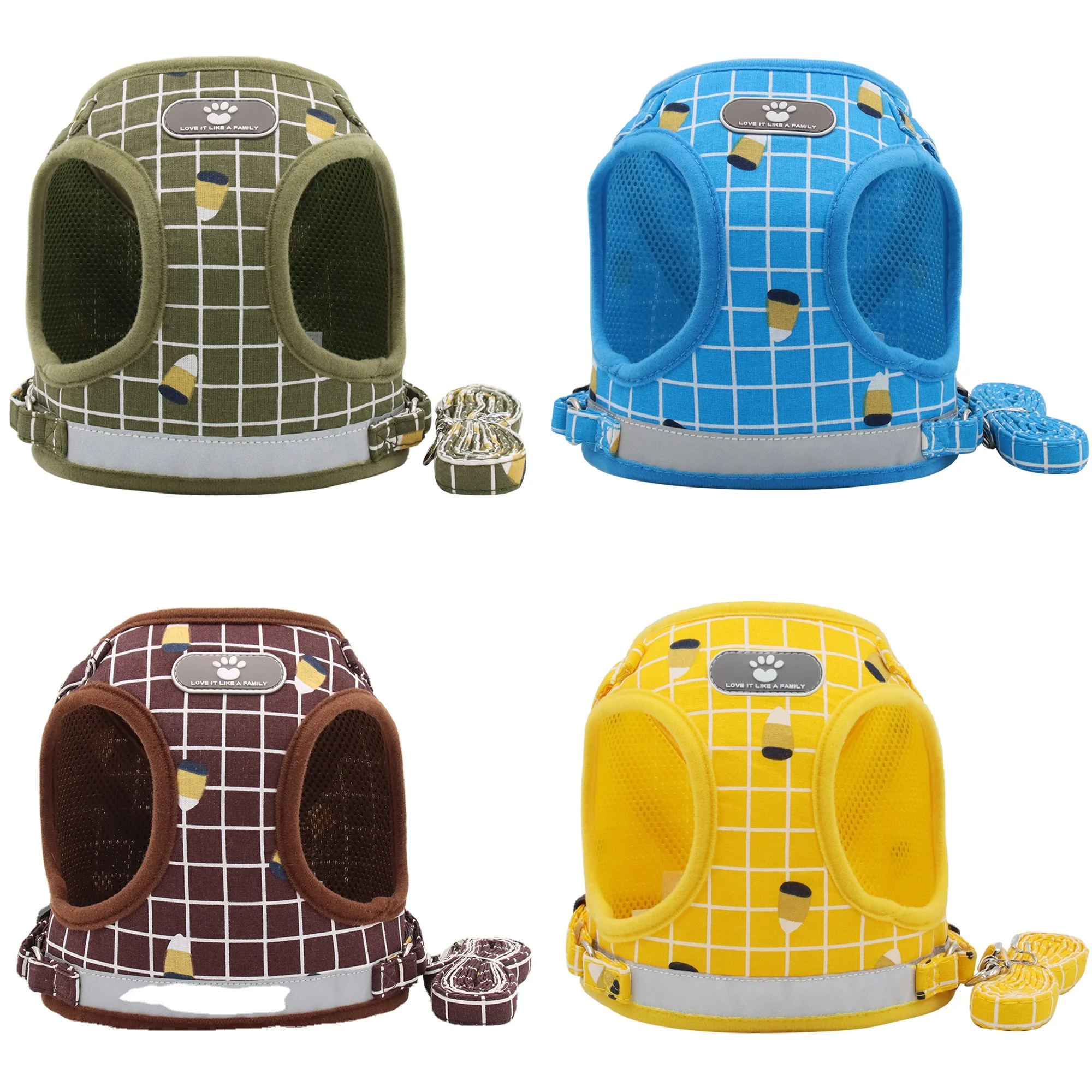 Vest Harness Leash Adjustable Mesh Vest Dog Harness Collar Chest Strap Leash Harnesses With Traction Rope XS/S/M/L/XL