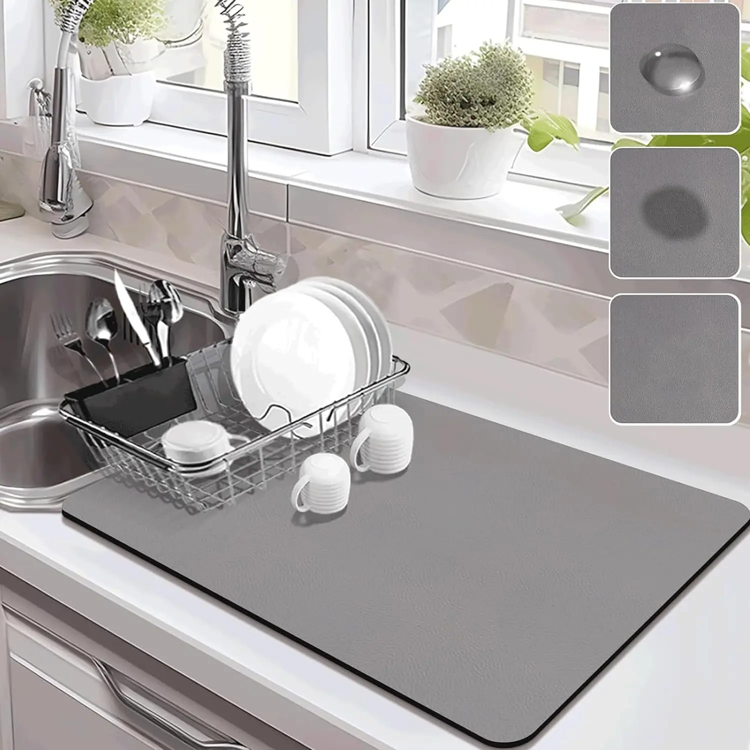 Dish Drying Mat for Kitchen Countertops Absorbent Drying Mat Large Dish Drying Mats for Kitchen Counte Coffee Machine