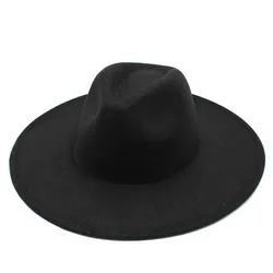 9.5cm Wide Brim Fieltro Sombrero High Quality Fashion Jazz Hats Colorful Flat Felt Fedora Hat For Men Women