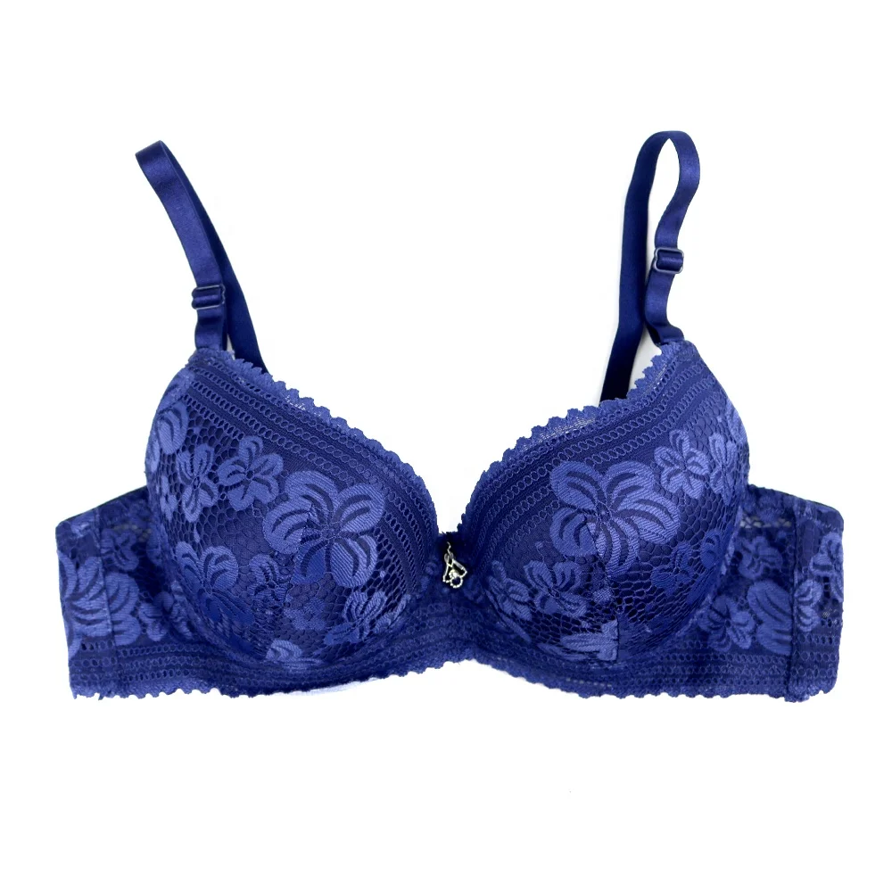 High quality Thickening gathered push up embroidery lace bra 3/4 cup bra